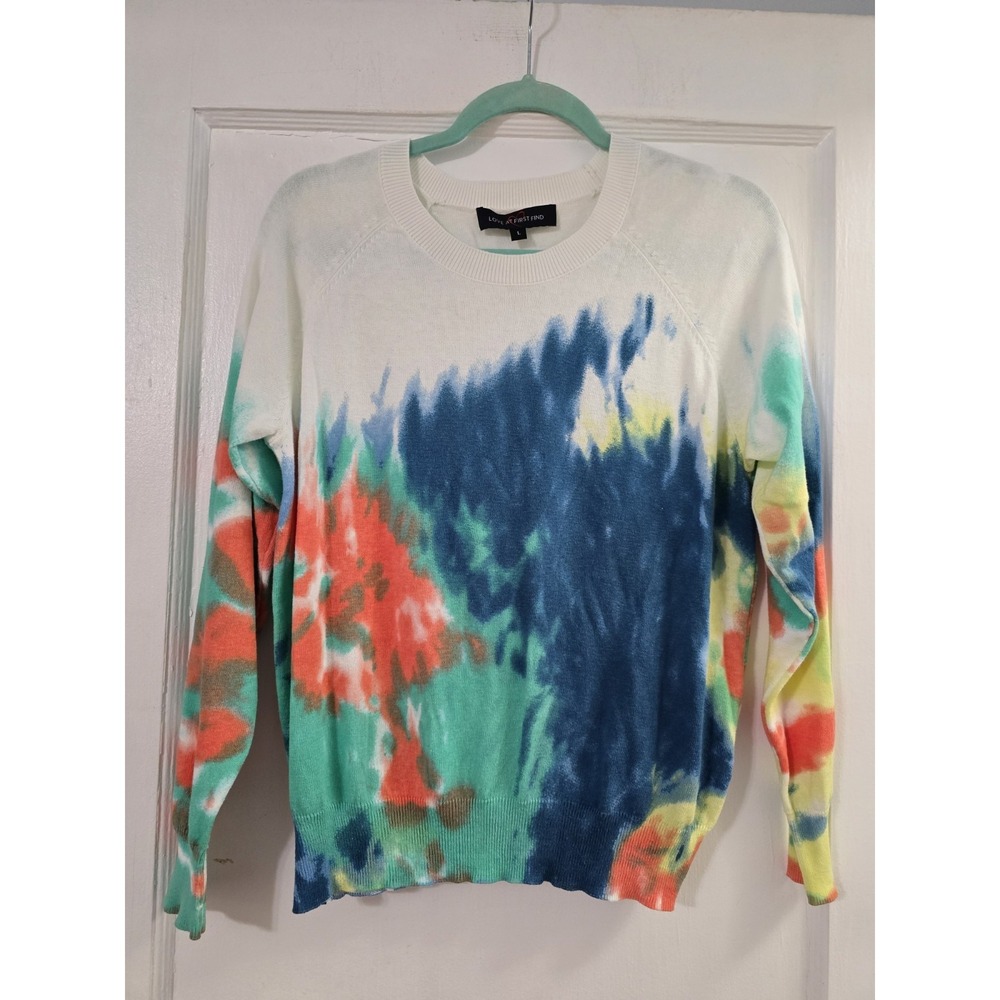 Ladies Multicolor Tie Dye 100% Cotton ‎ Sweater by Love at First Find size Large